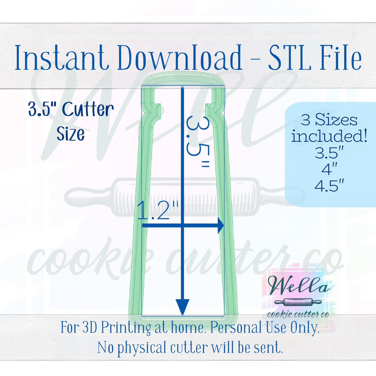 Digital STL File - Blush Makeup Tube Cookie Cutter - 3 Sizes