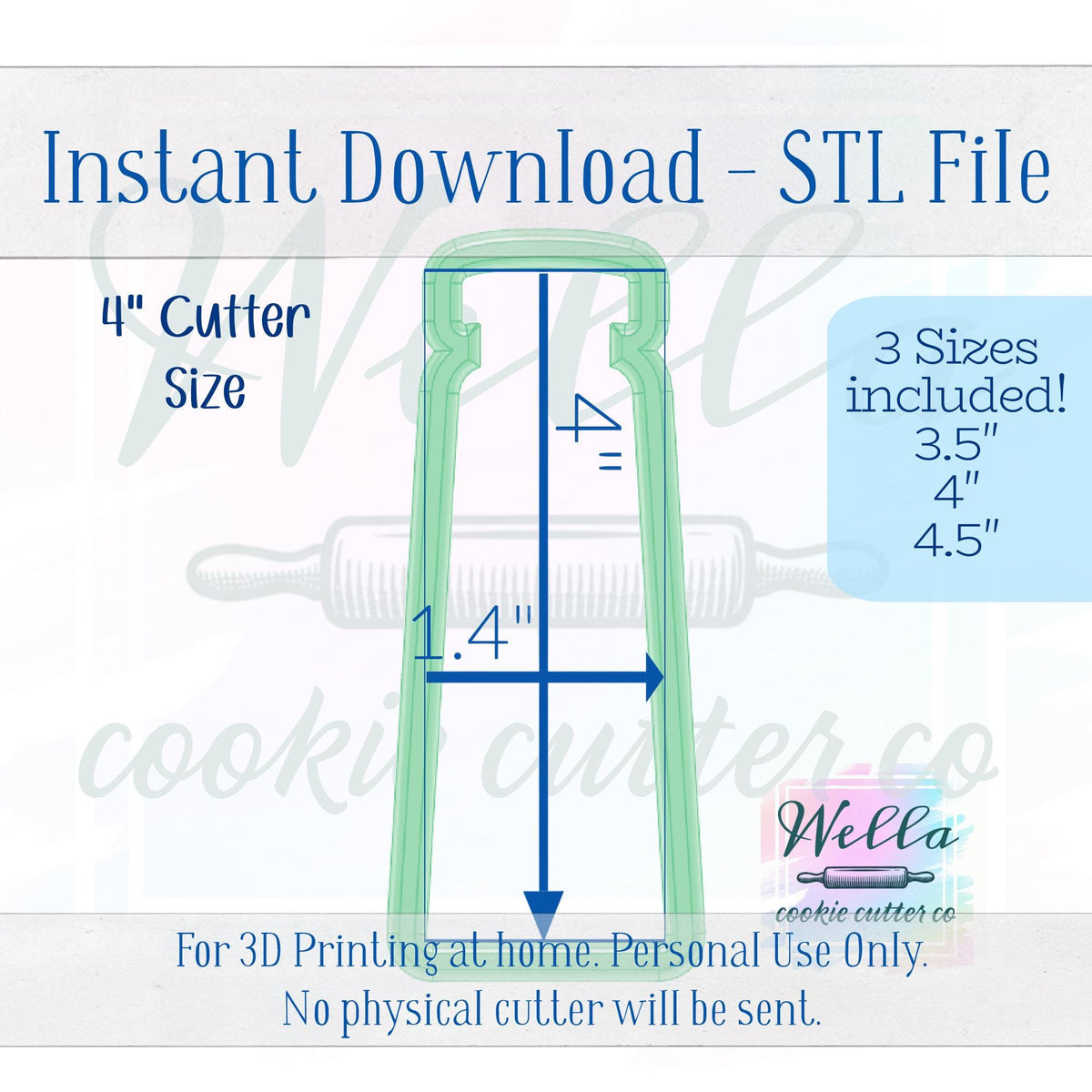 Digital STL File - Blush Makeup Tube Cookie Cutter - 3 Sizes
