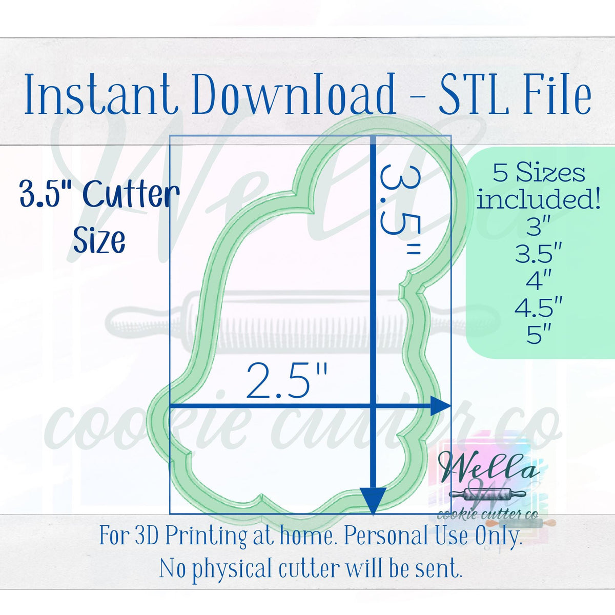 Digital STL File - Ghost with Pumpkin Balloon Cookie Cutter - 5 Sizes