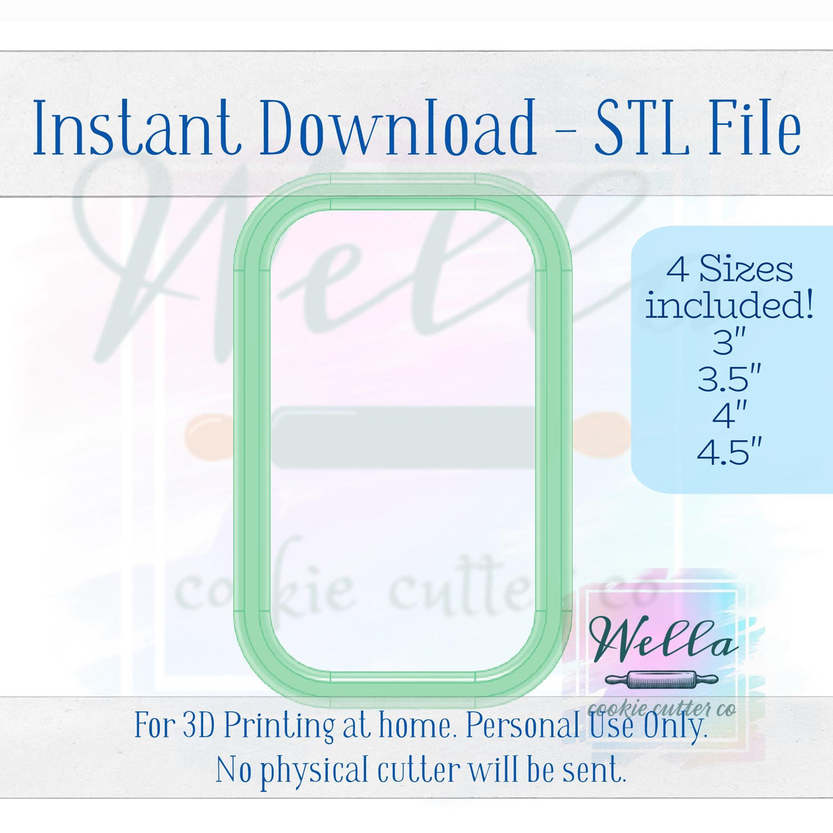 Digital STL File - Hand Sanitizer Cookie Cutter - 4 Sizes
