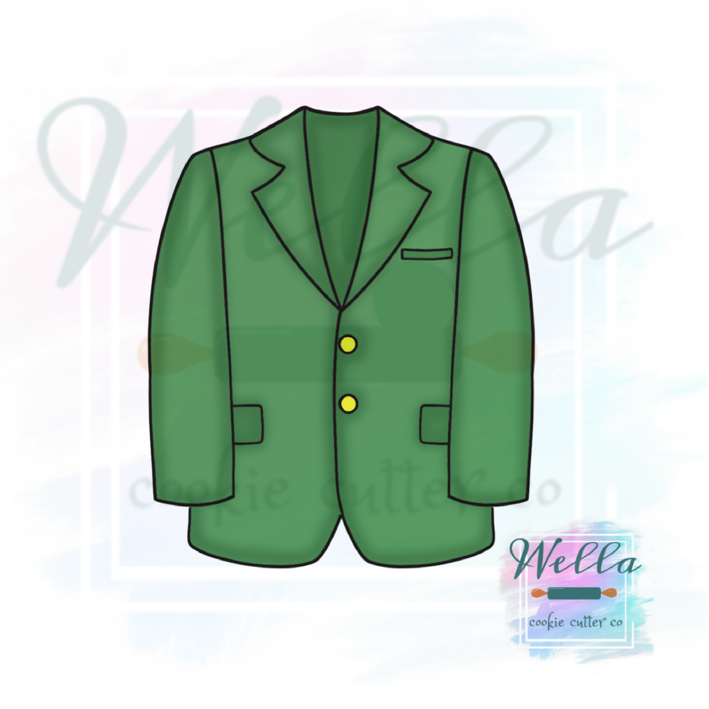 Green Golf Jacket Cookie Cutter with Optional Stencil Guide