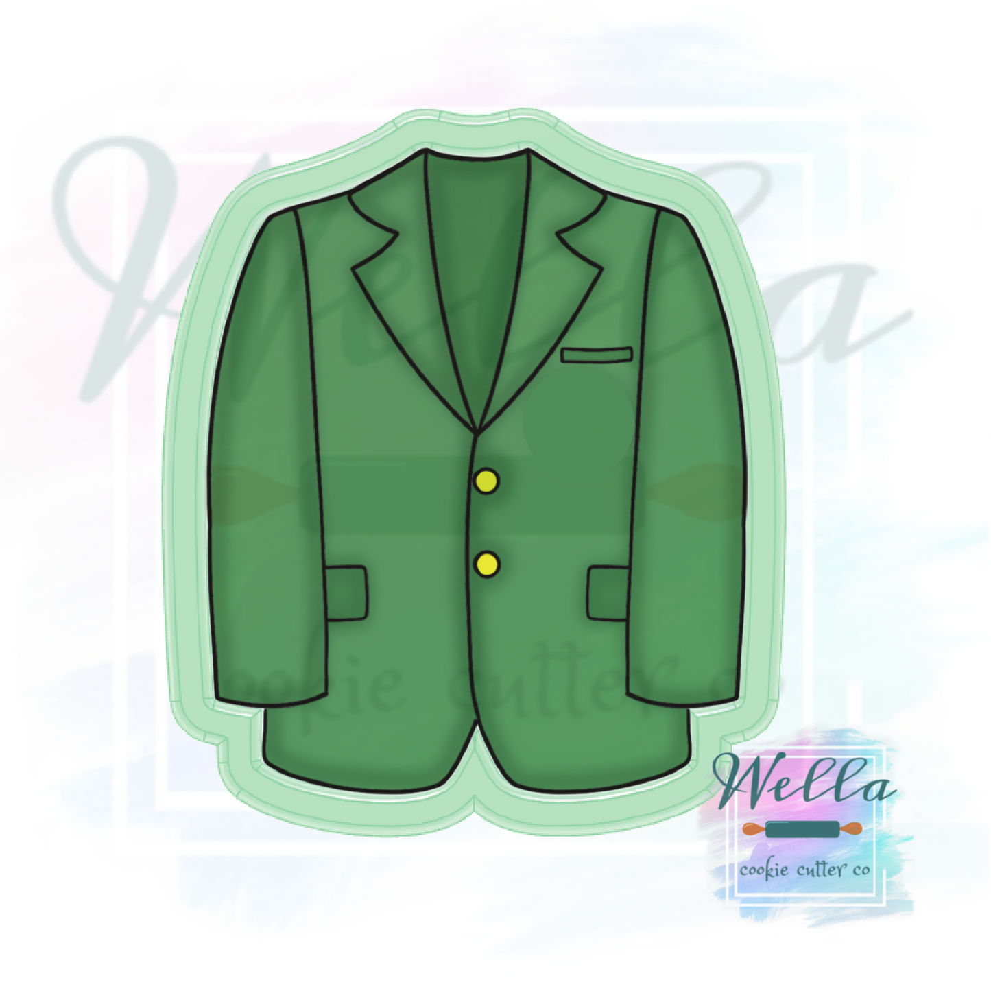 Green Golf Jacket Cookie Cutter with Optional Stencil Guide