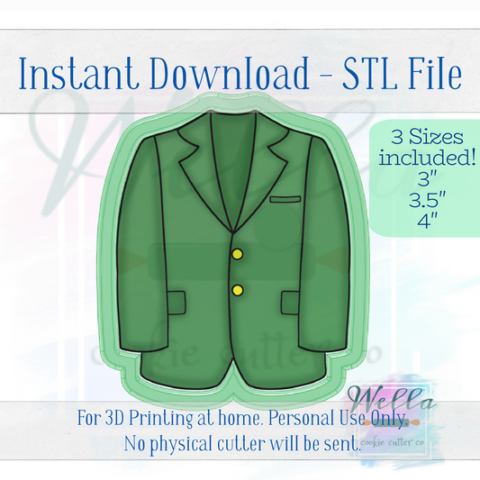 Digital STL File - Green Golf Jacket Cookie Cutter - 3 Sizes