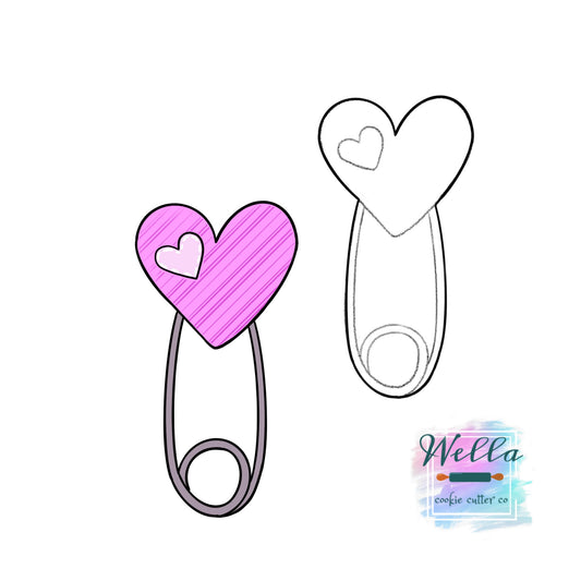 Heart Baby Safety Pin Cookie Cutter