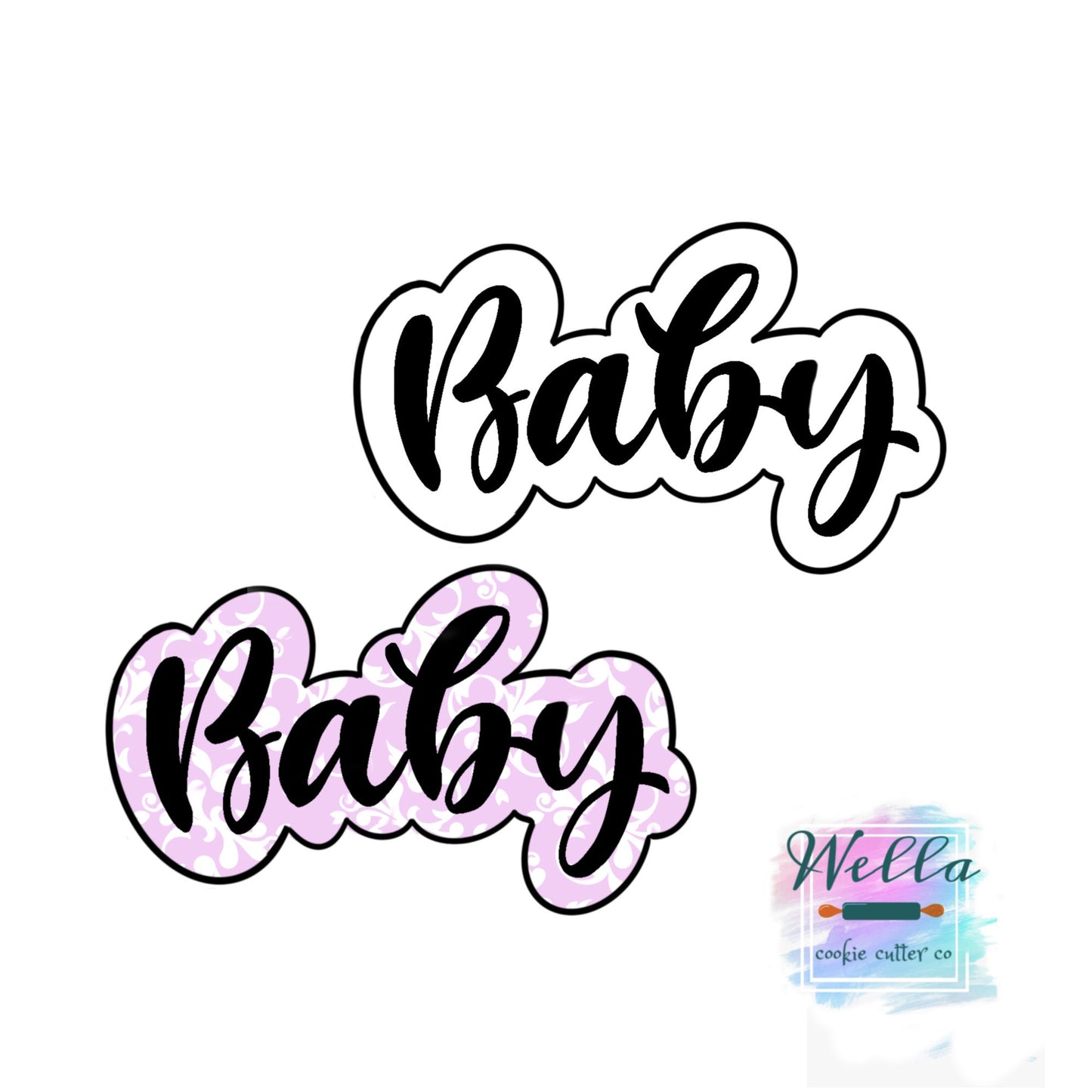 Baby Text Cookie Cutter with Optional Stencil