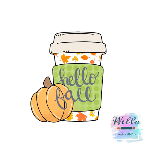 Latte Cup with Pumpkin Fall Cookie Cutter