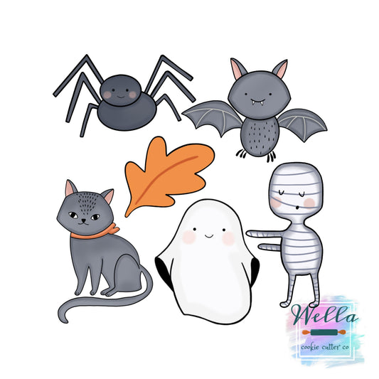 Halloween Set Cookie Cutters, Mummy Cookie Cutter, Spider Cookie Cutter, Ghost Cookie Cutter, Cat Cookie Cutter, Halloween Cookie Cutter Set
