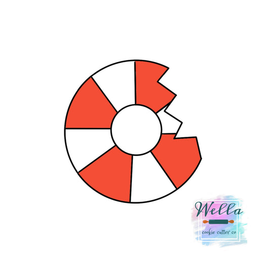 Life Preserver Shark Bite Cookie Cutter, Round - No cut out hole in middle