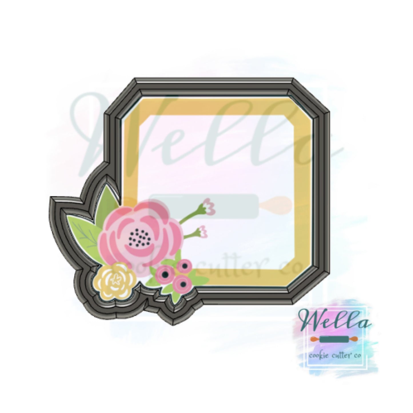 Floral Square Plaque Cookie Cutter