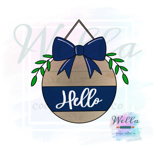Round Door Hanger with Bow Cookie Cutter, Wood Hanging Sign, Front Door Hanger Cookie Cutter