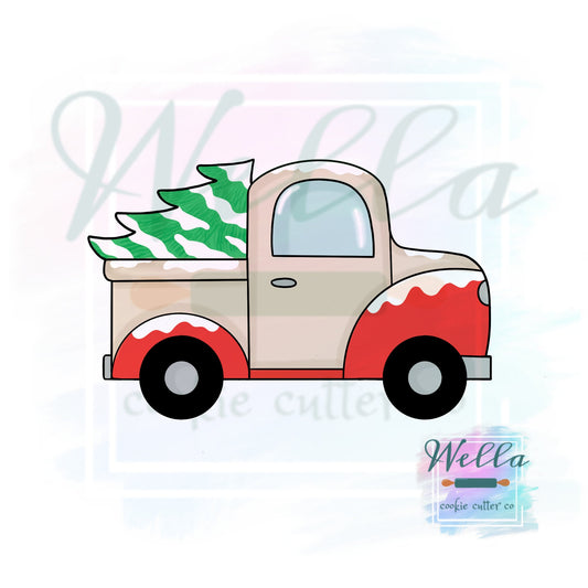 Christmas Tree Truck Cookie Cutter with Optional Stencil Guide