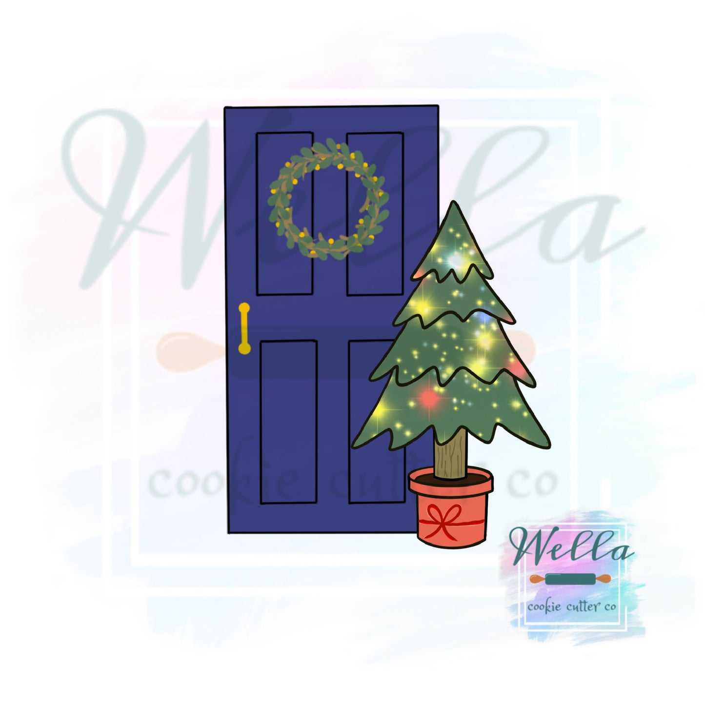 Front Door with Tree Cookie Cutter