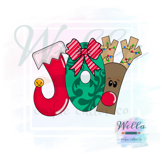 Joy Christmas Cookie Cutter with Optional Stencil
