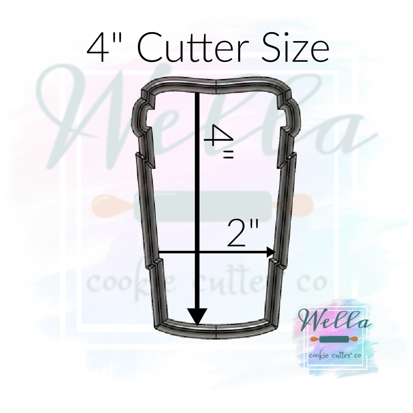 Latte Coffee Cup Skinny Cookie Cutter