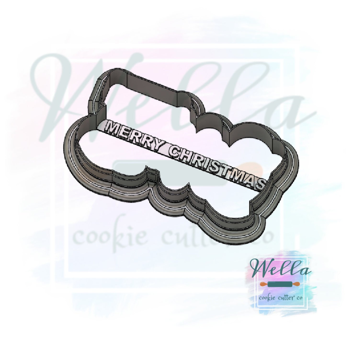 Merry Christmas Text Cookie Cutter with Optional Stencil, Christmas Cookie Cutter, Merry Christmas Cookie Cutter