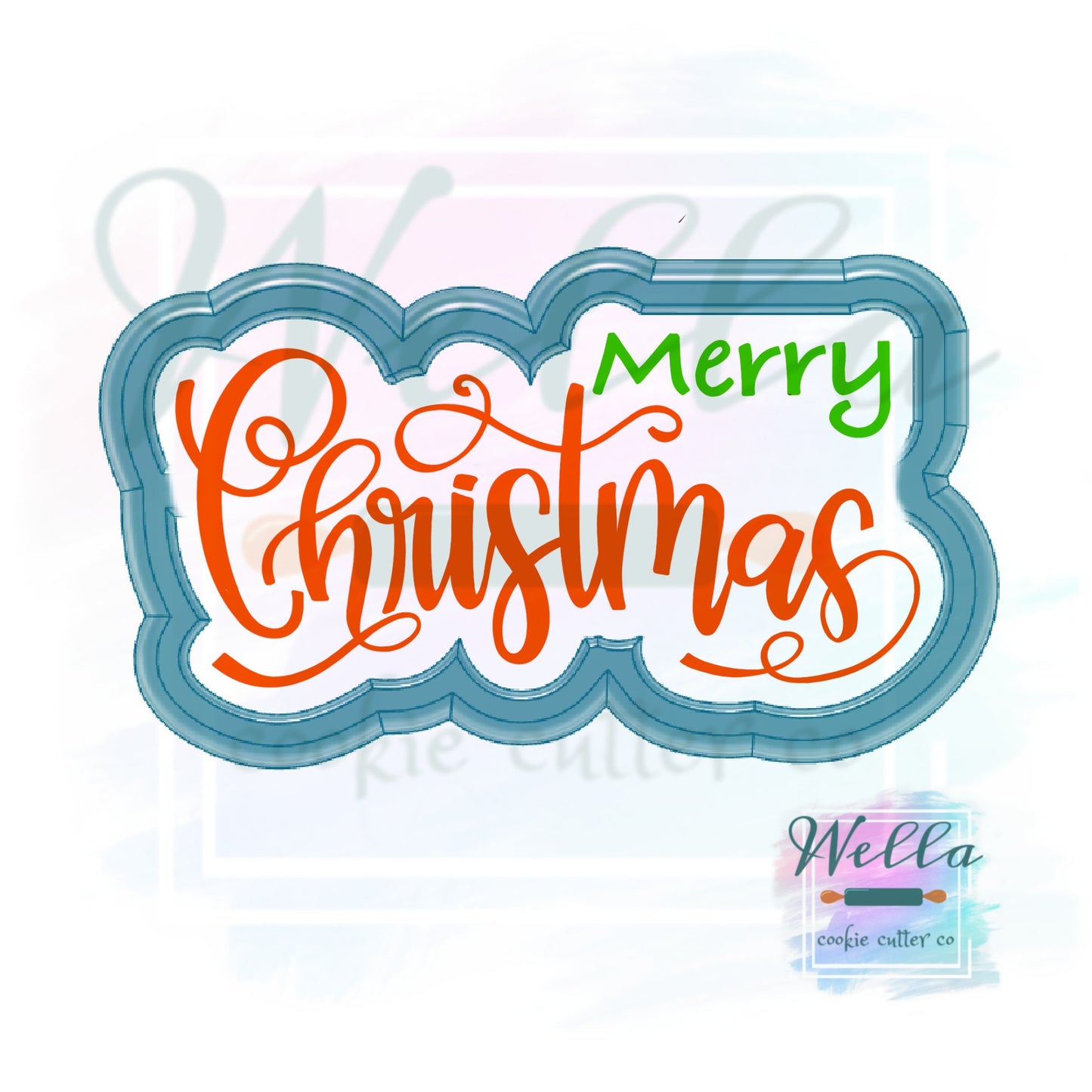 Merry Christmas Text Cookie Cutter with Optional Stencil, Christmas Cookie Cutter, Merry Christmas Cookie Cutter