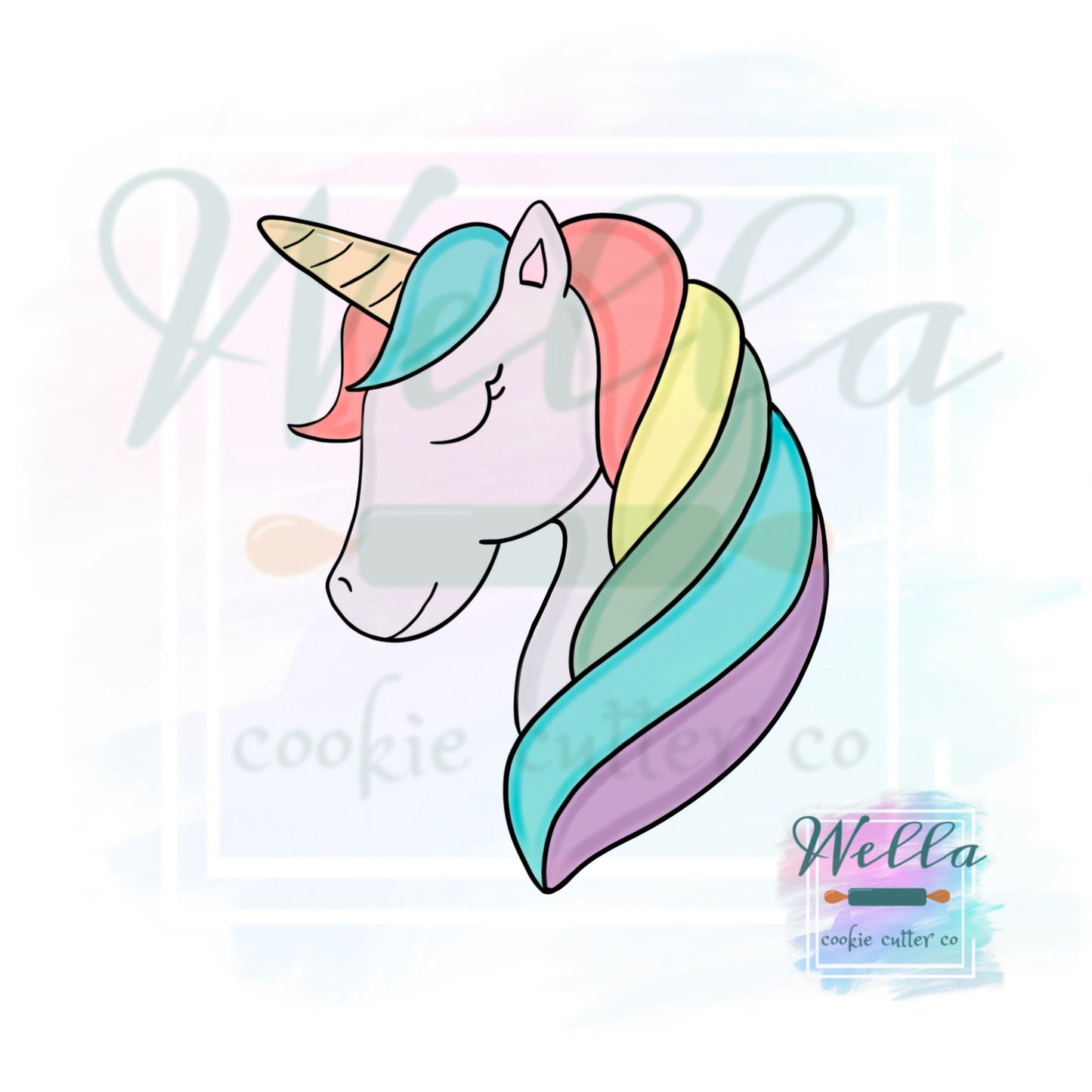 Unicorn Head Cookie Cutter with Optional Stencil