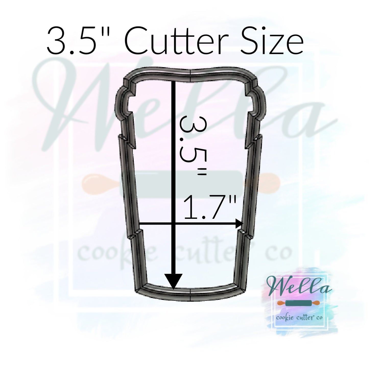 Latte Coffee Cup Skinny Cookie Cutter