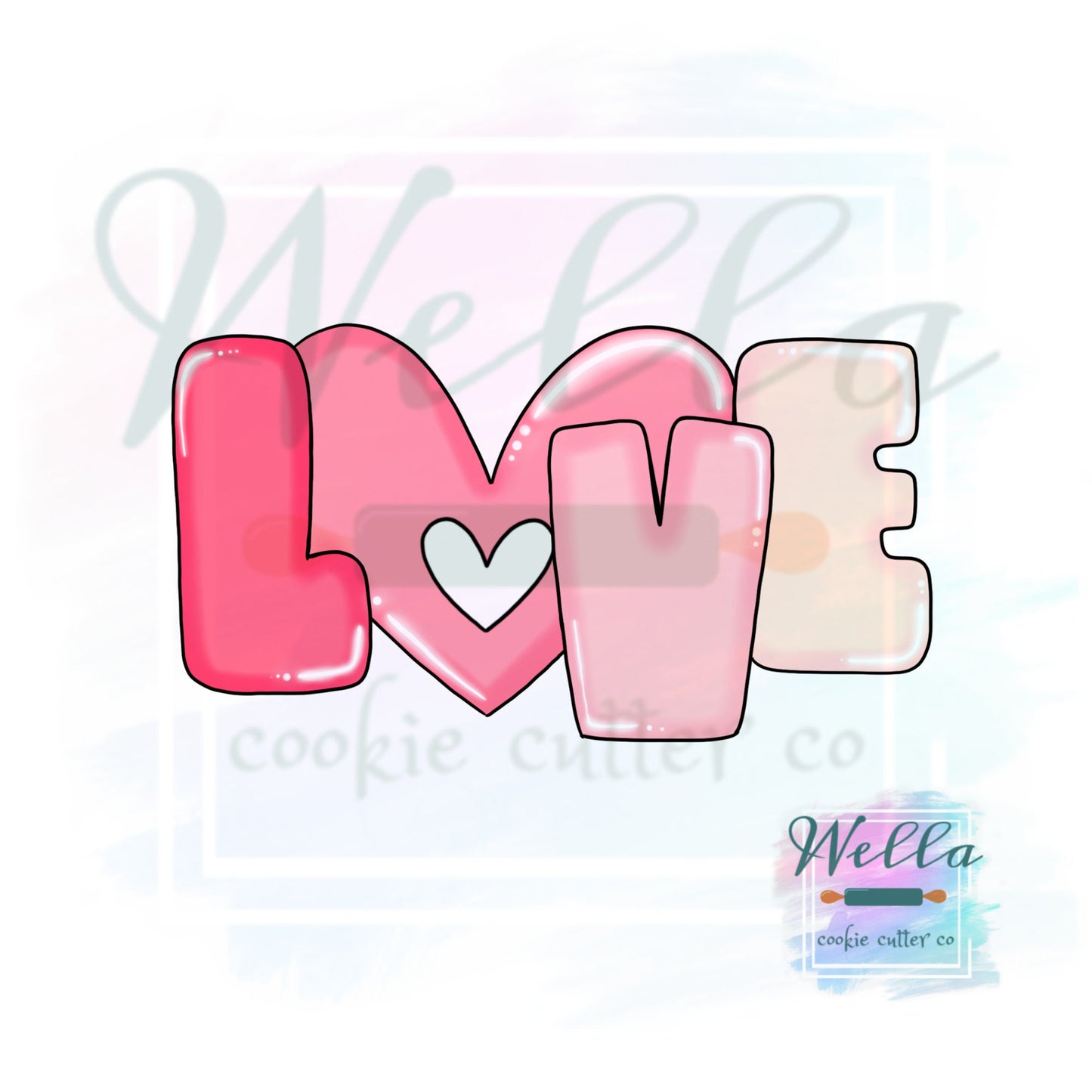 Love Cookie Cutter with Cut Out Heart and Optional Stencil, Valentine's Day Cookie Cutter, Love Cookie Cutter