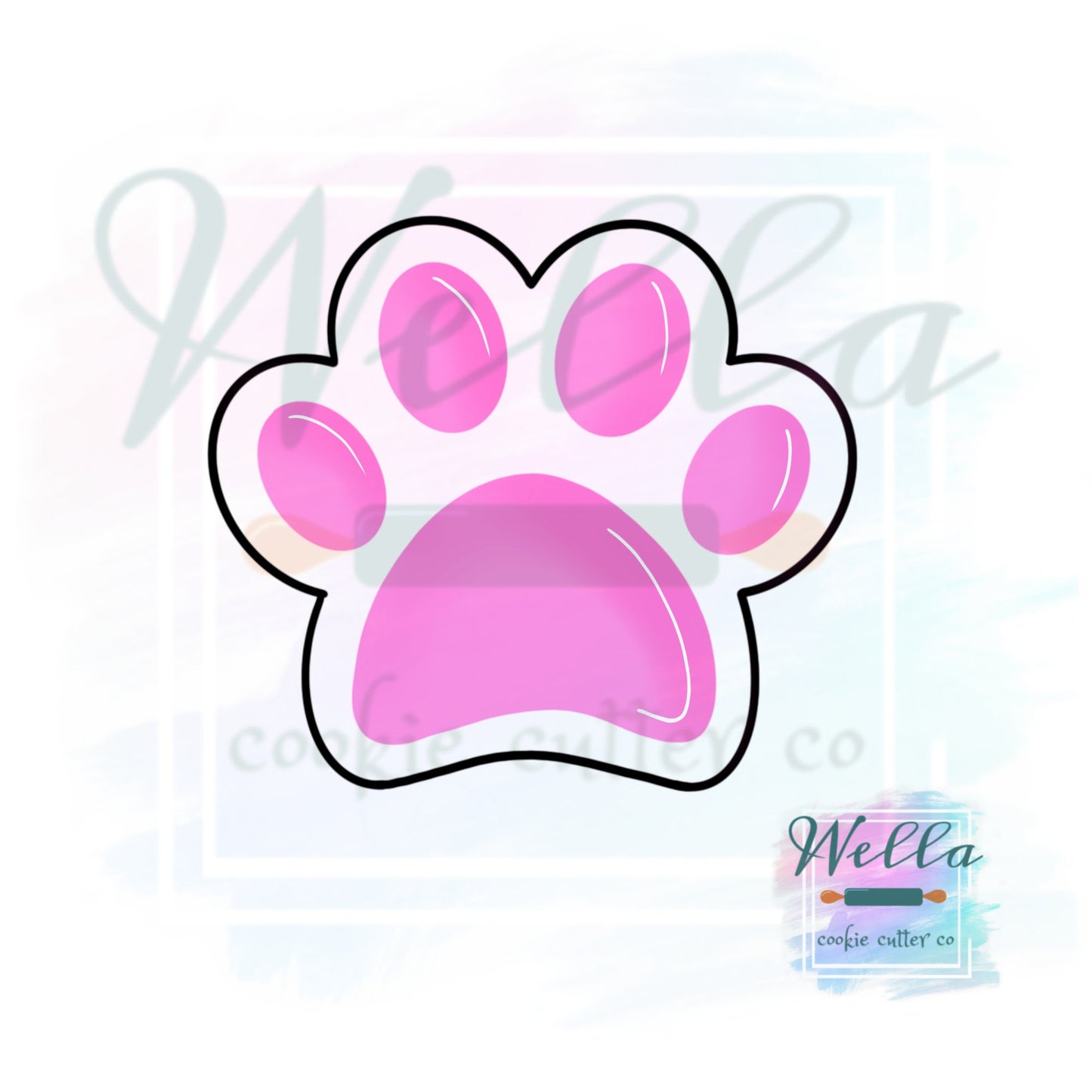Paw Print Cookie Cutter with Optional Stencil
