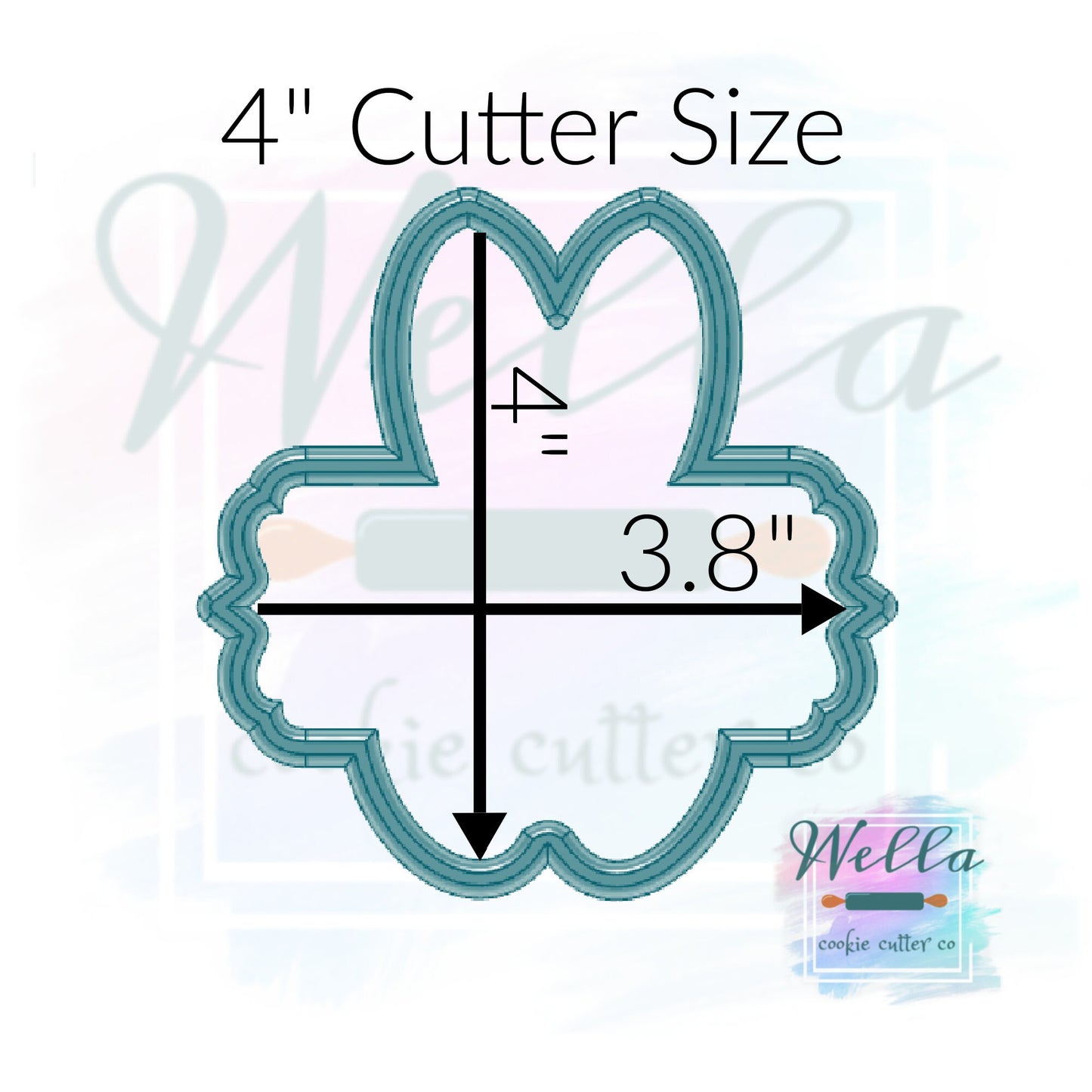 Bunny Ears and Feet Name Plaque Cookie Cutter with Optional Stencil