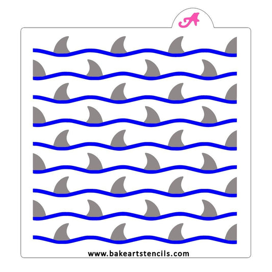 2 Piece Shark Fin Swim Background Pattern Stencil Set