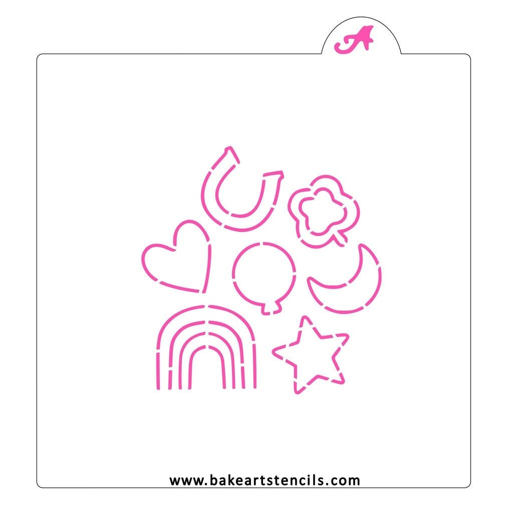 Luck and Charms Marshmallow PYO Stencil, Paint Your Own Stencil, Cookie Stencil, Decorating Stencil