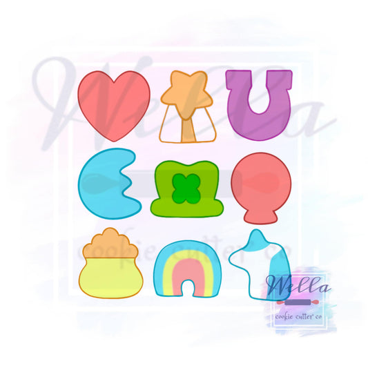 Marshmallow Charms Set Cookie Cutters - Set of 9 Cutters, St Patrick's Day Cookie Cutters