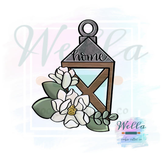 Lantern with Magnolia Cookie Cutter, Floral Lantern Cookie Cutter, Lantern Cookie Cutter, Rustic Wedding Cookie Cutter, Fall Cutter