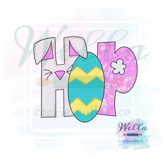 HOP Cookie Cutter, Easter Cookie Cutter, Bunny Egg HOP Cutter