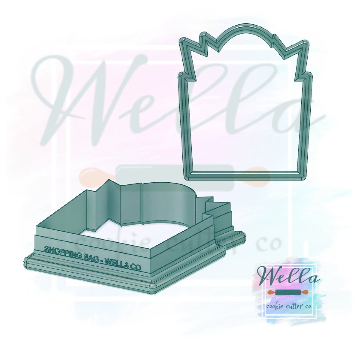 Shopping Bag Cookie Cutter, Thank You Gift Bag with Tissue Paper Cookie Cutter, Gift Bag Cutter, Shopping Cookie Cutter