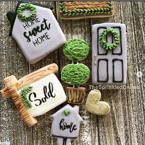 Housewarming Cookie Cutter Set with Optional Stencils, Realtor Cookie Cutter Set