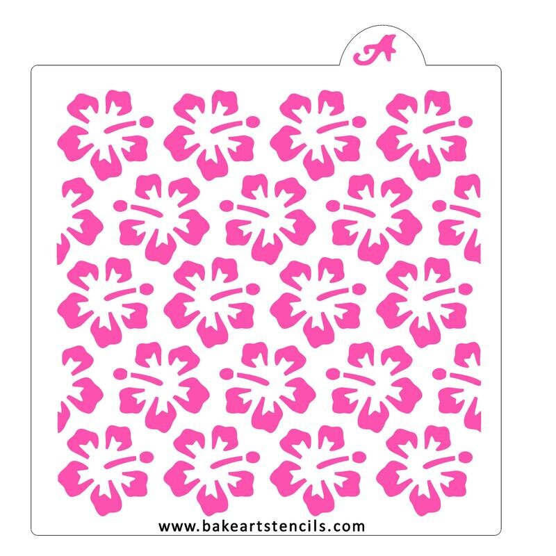Hibiscus Flower Pattern Stencil Set, Tropical Flower Background Stencil, Flower Cookie Stencil, Hibiscus Stencil