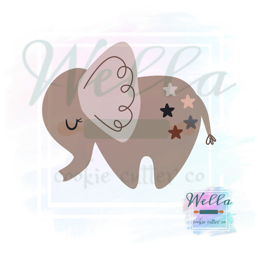 Elephant BOHO Cookie Cutter, Cute Elephant Cookie Cutter