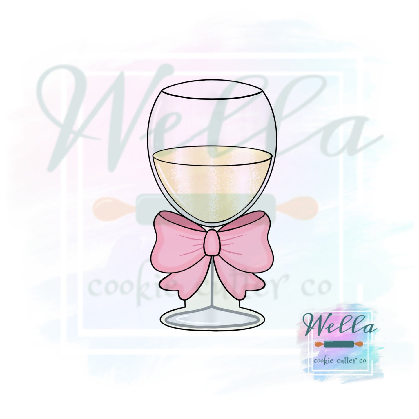 Wine Glass with Bow Cookie Cutter, Champagne Glass Cookie Cutter, Glass Cookie Cutter