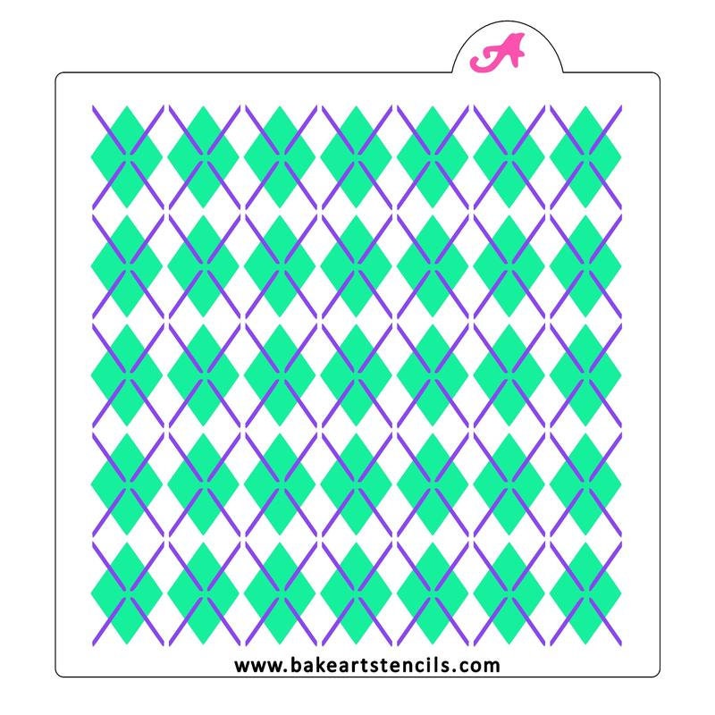 Argyle Pattern Cookie Stencil Set, Argyle Background Stencil, Golf Cookie Stencil