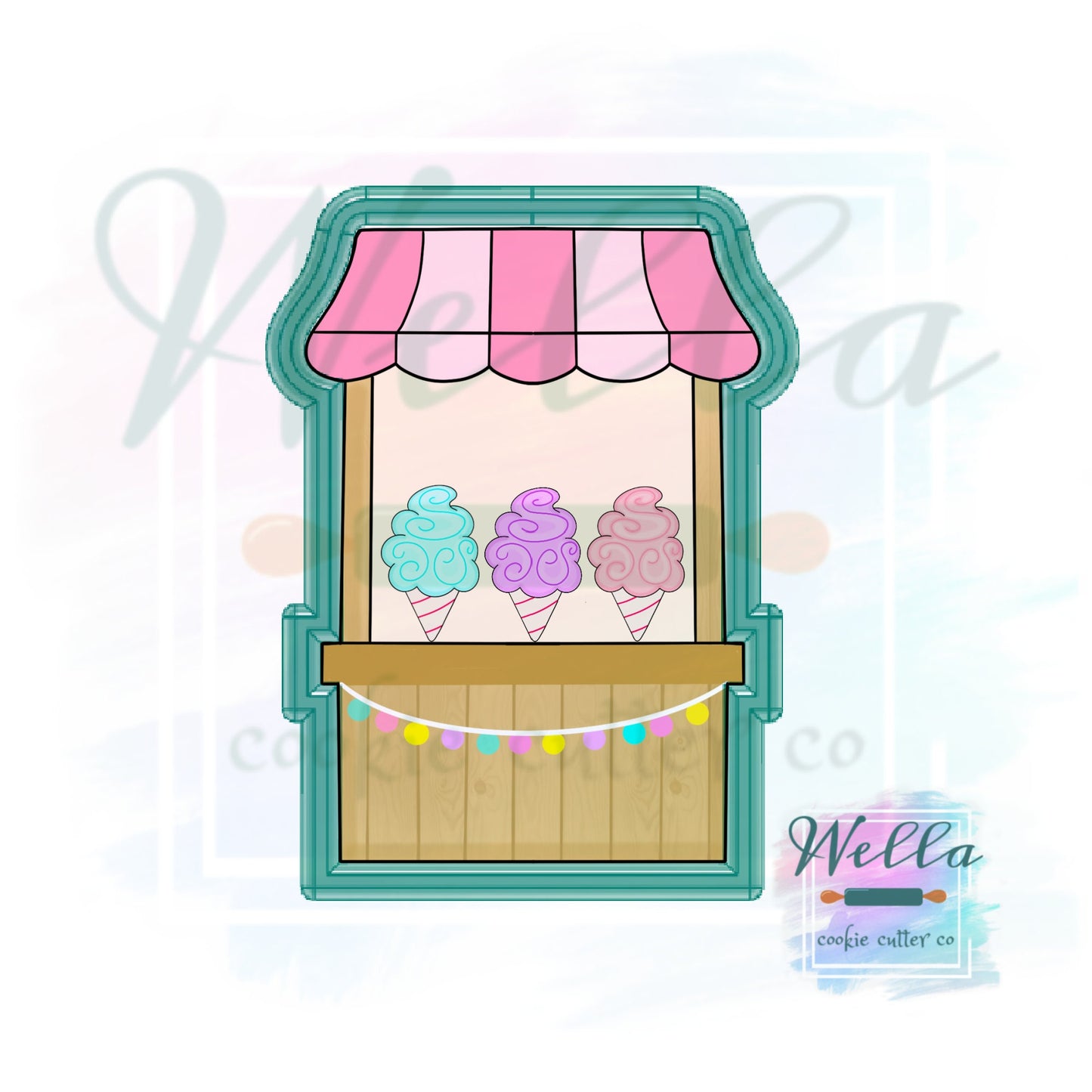 Cotton Candy Stand Cookie Cutter, Lemonade Stand Cookie Cutter, Ice Cream Stand Cookie Cutter