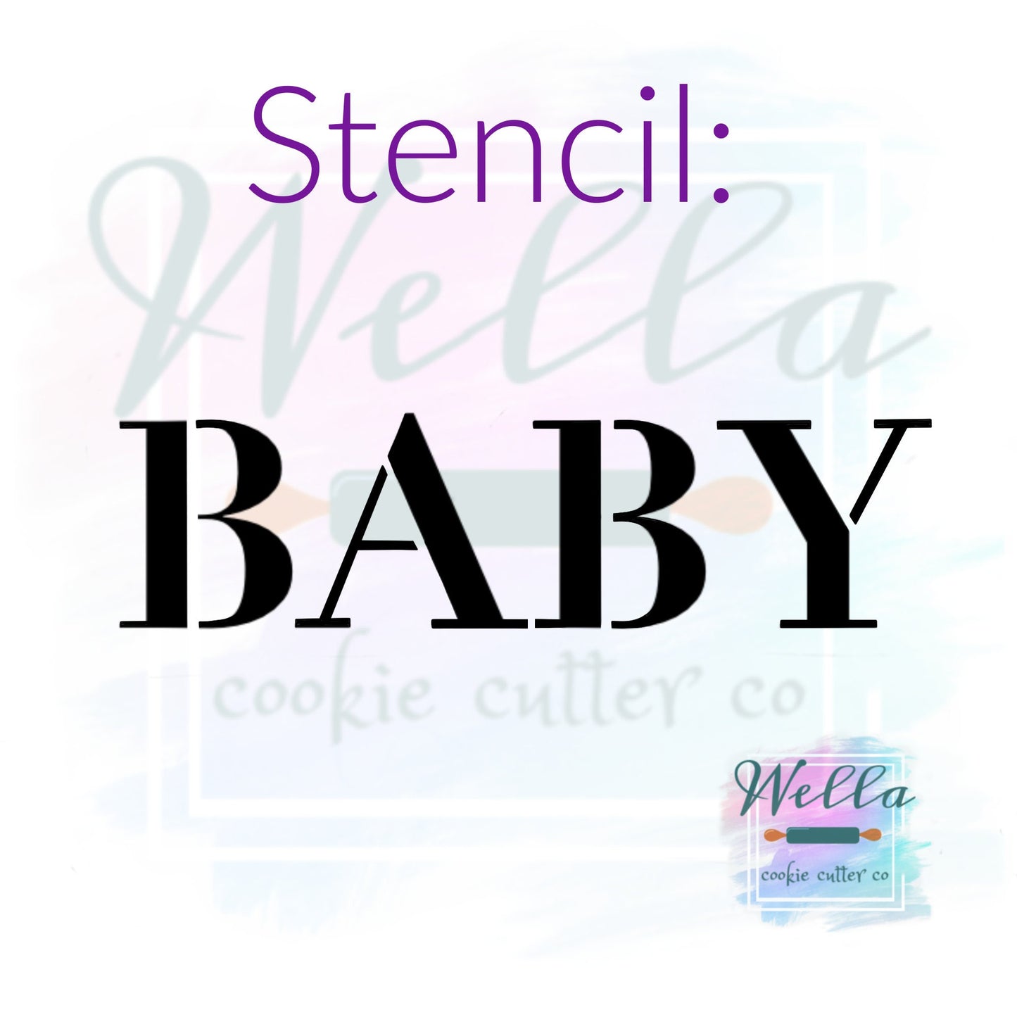 Baby Banner Plaque Cookie Cutter with Optional Stencil