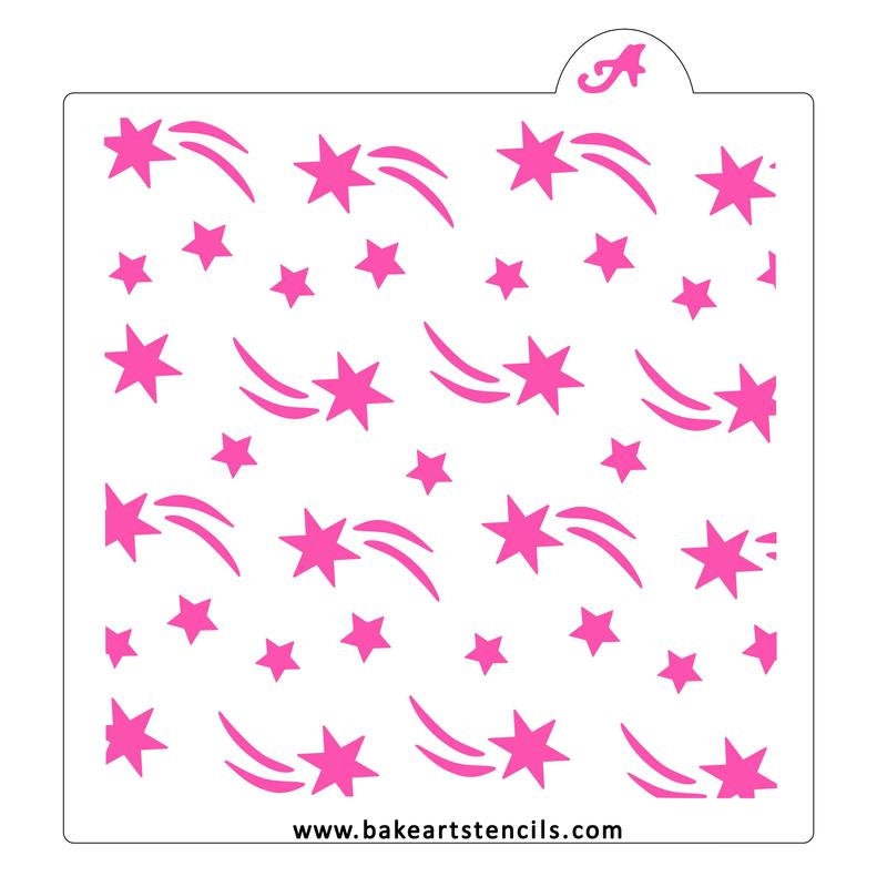 Shooting Stars Pattern Stencil, Background Cookie Stencil, Star Cookie Stencil, Space Cookie Stencil, Fourth of July Stencil