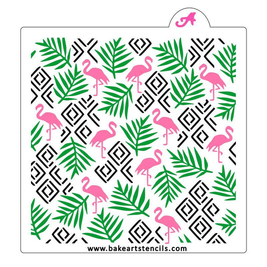 3 Piece Flamingo Deco Pattern Cookie Stencil, Deco Background Stencil, Flamingo Cookie Stencil