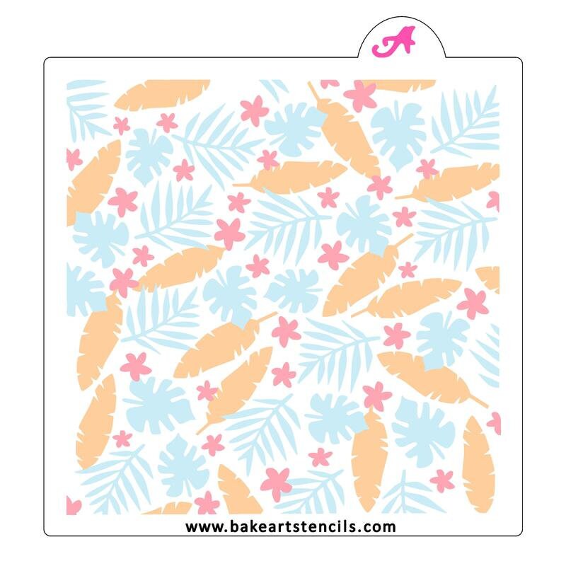 Jungle Burst 3 Piece Stencil Set, Jungle Leaves Background Stencil, Jungle Leaves Stencil, Tropical Leaves Stencil