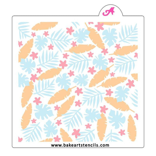 Jungle Burst 3 Piece Stencil Set, Jungle Leaves Background Stencil, Jungle Leaves Stencil, Tropical Leaves Stencil