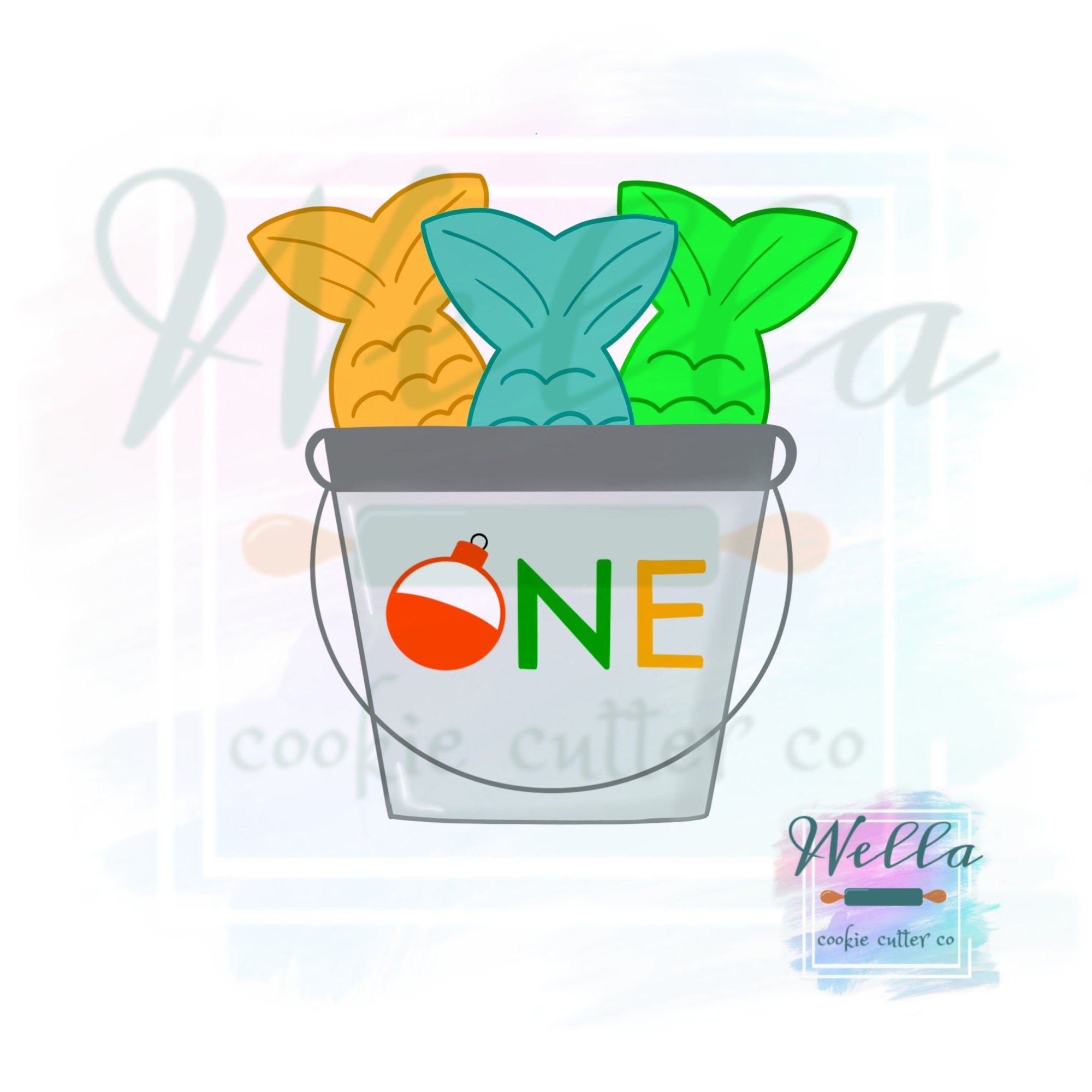 Fish Tails in Bucket Cookie Cutter, Fishing Cookie Cutter, Fish in Buc ...