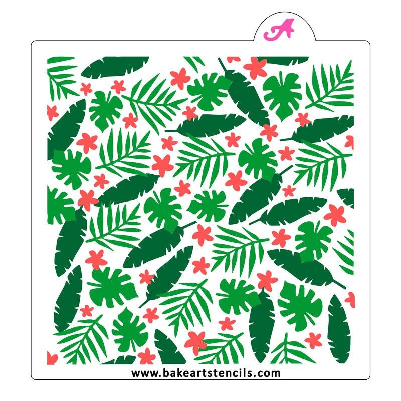 Jungle Burst 3 Piece Stencil Set, Jungle Leaves Background Stencil, Jungle Leaves Stencil, Tropical Leaves Stencil
