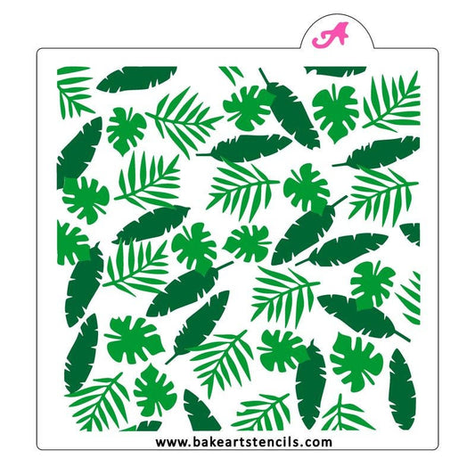 Jungle Burst 2 Piece Stencil Set, Jungle Leaves Background Stencil, Jungle Leaves Stencil, Tropical Leaves Stencil
