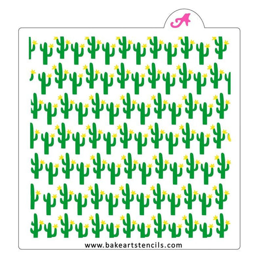 Flowering Cactus Pattern Background Stencil, Cactus Cookie Stencil, Cookie Stencil, Airbrush Stencil