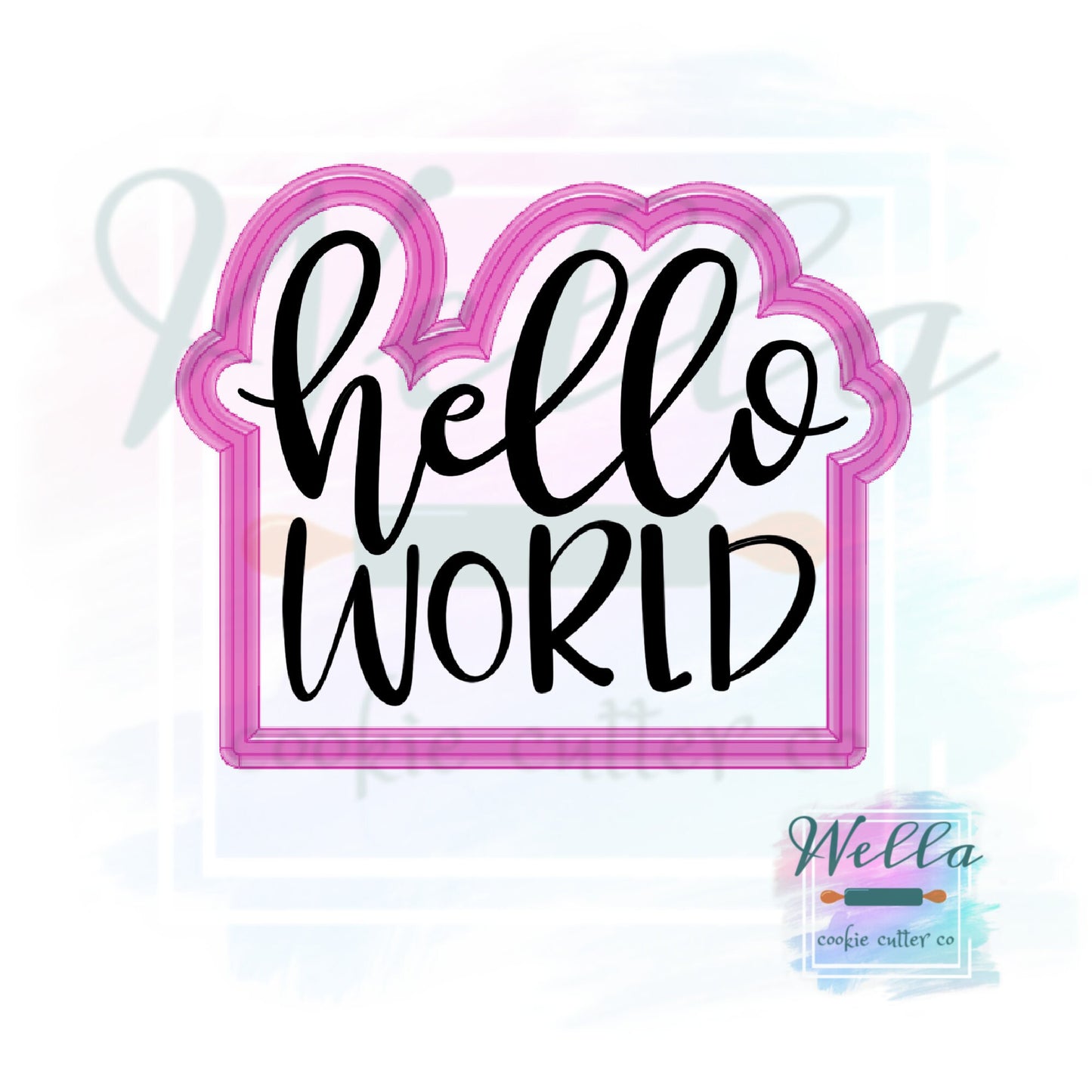 hello Plaque Cookie Cutter with Optional Stencil