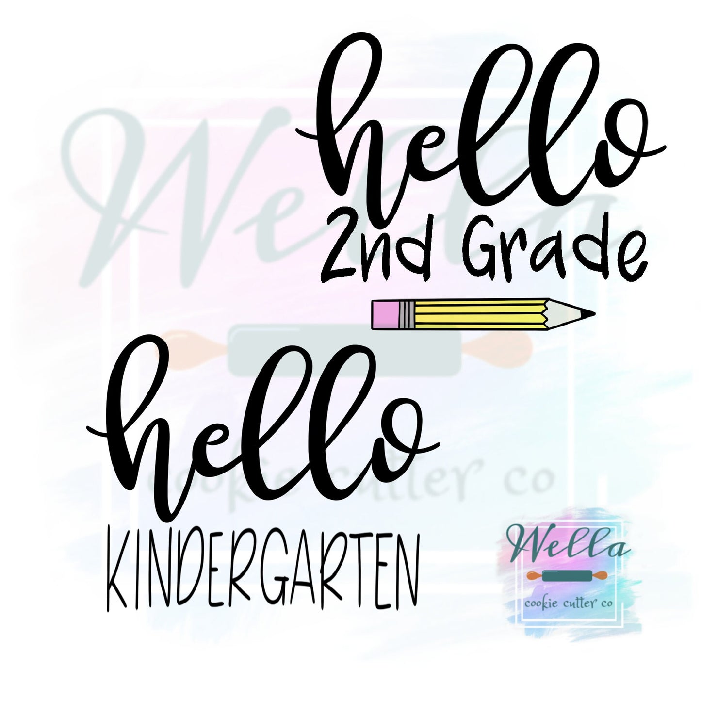 hello Plaque Cookie Cutter with Optional Stencil