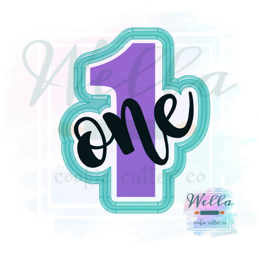 Number One with Text Cookie Cutter, First Birthday Cookie Cutter, Number 1 Cutter with Text