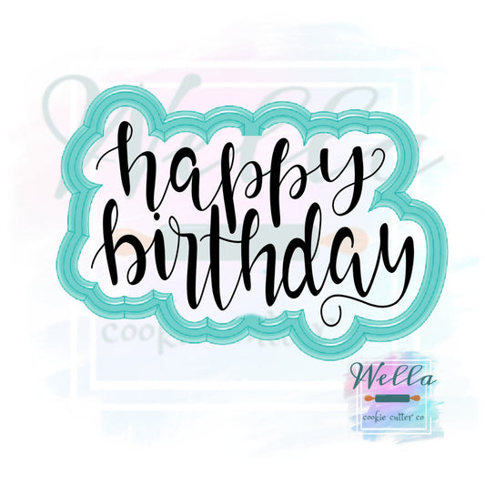 Happy Birthday Text Cookie Cutter with Optional Stencil, Happy Birthday Cookie Cutter, Happy Birthday Lettered Cookie Cutter